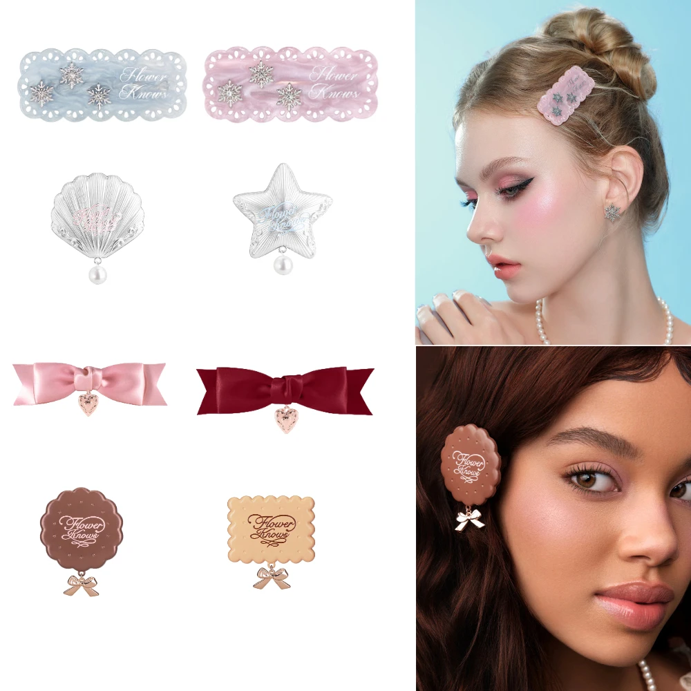 Flower Knows Snow Ballet Shell Jewel Strawberry Cupid Hair Clip Cute Kawaii Vintage Hairpin Fashion for Girls Women
