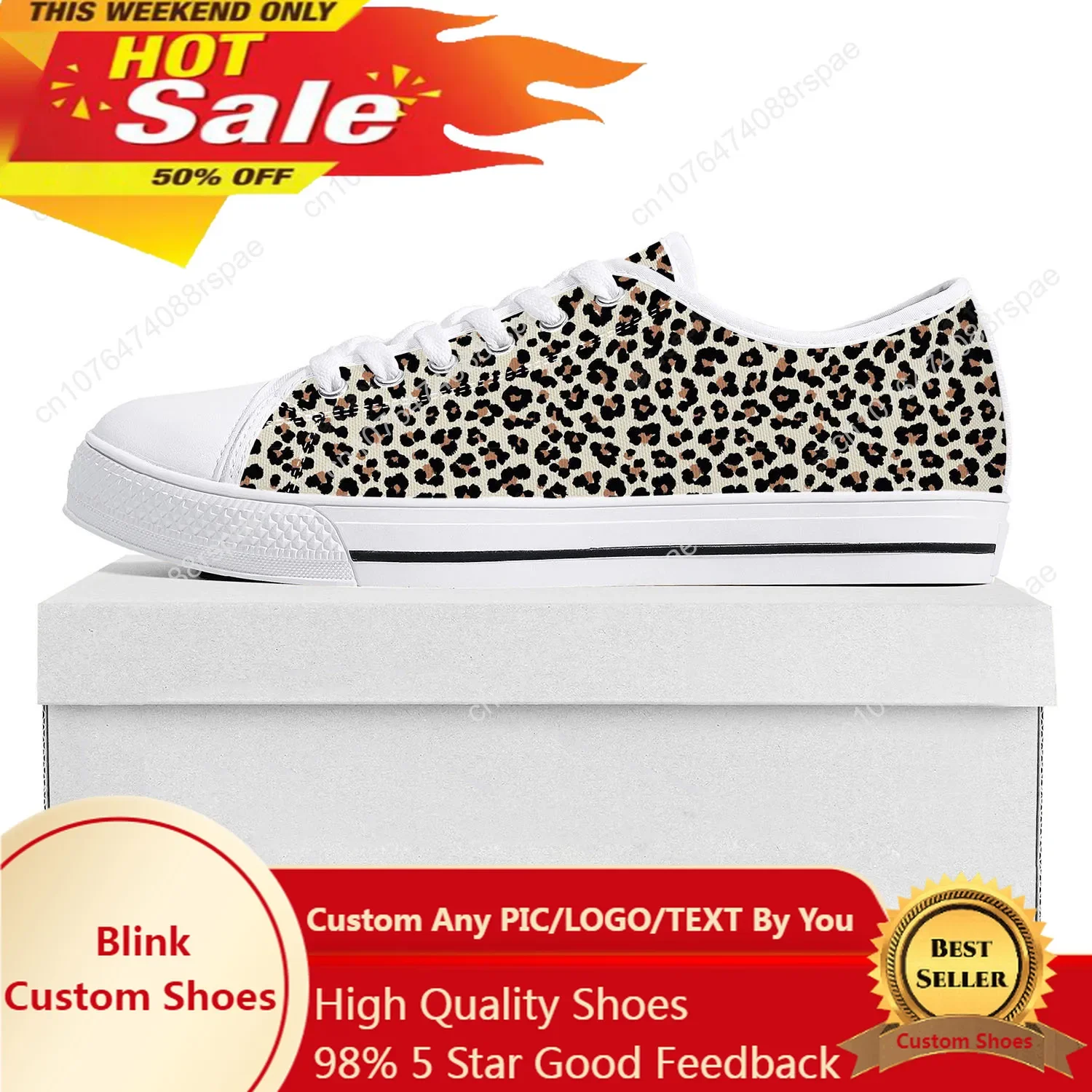 Zapatillas de lona con estampado de leopardo para hombre y mujer, zapatos de alta calidad, informales, personalizados