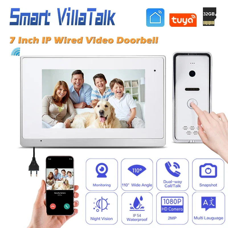 

In stock TCP/IP protocal costeffective support max 128g sd memory card audio 4k wired push button doorbell wifi tuya camera