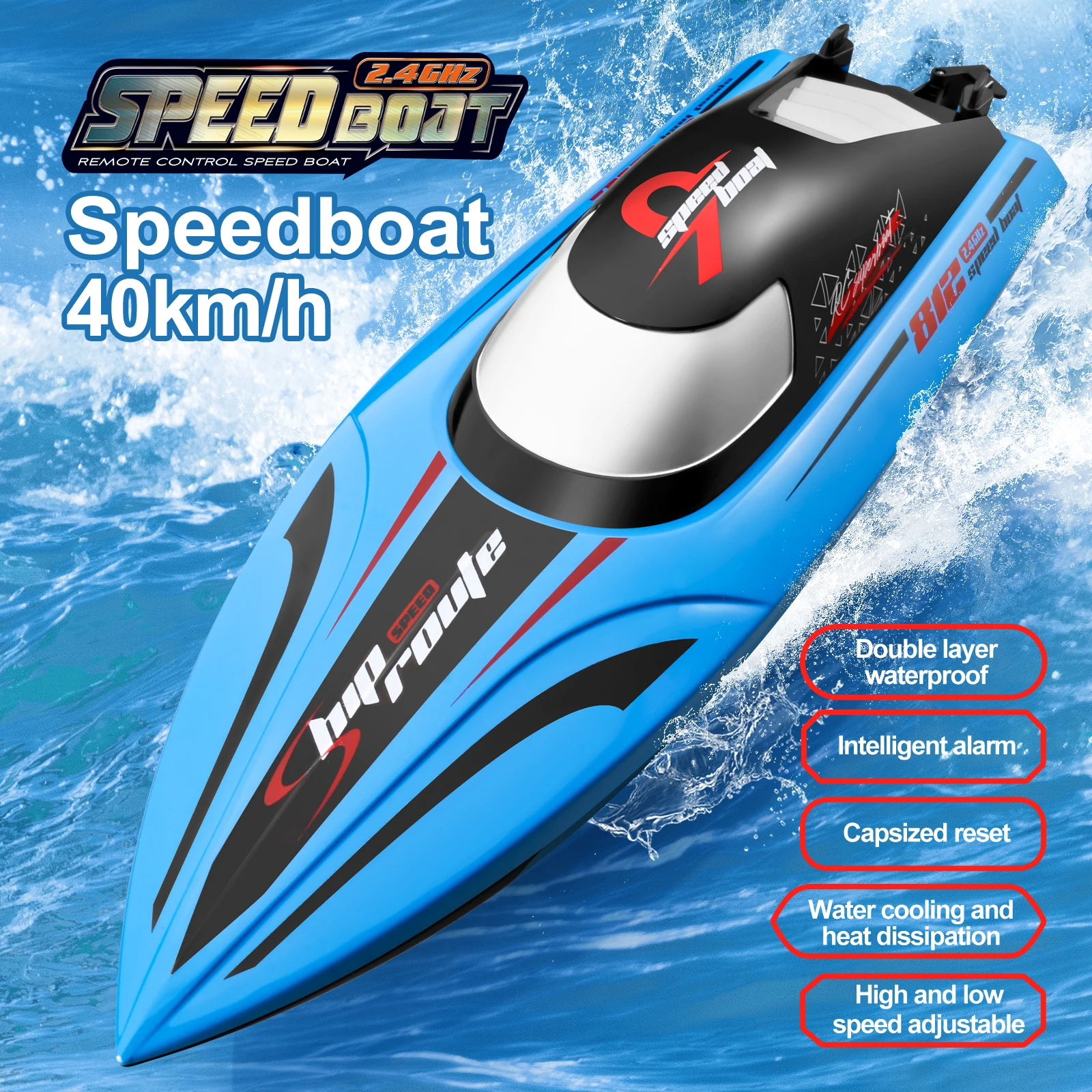 

40KM/H RC Boat High-Speed Remote Control Speedboat Long Endurance Double-Layer Waterproof USB Rechargeable for Adults Children