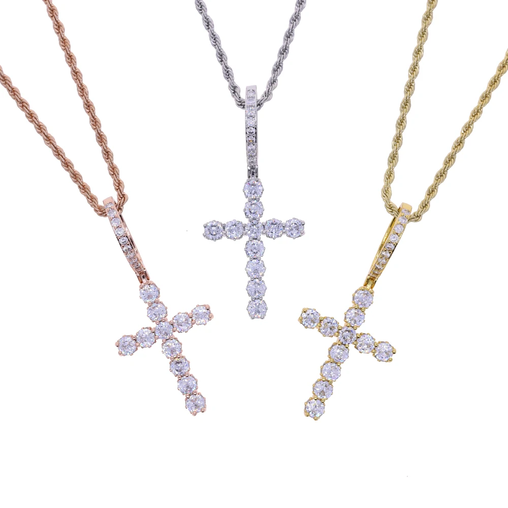 

New High Qulaity 18K Gold Plated Cross Pendant Necklace Zircon Bling Hip Hop Faith Jewelry for Men Women Fashion Jewelry Gift