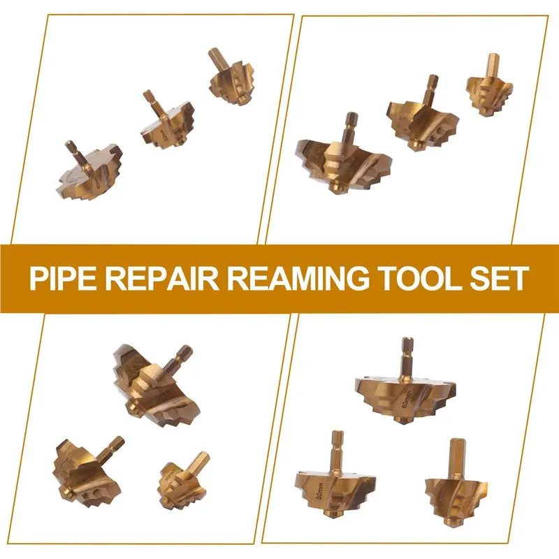 Y42A-PPR Lifting,Stepped Drill Bit Set(3Pcs), 8Mm Shank For Water Pipe Connection Tool 40/50/63Mm, For Water Pipe Repair