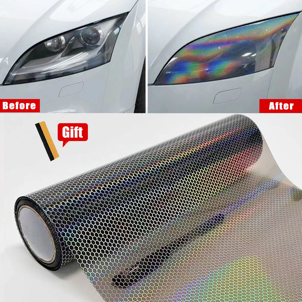 Honeycomb Perforated Taillight Headlight Tint Film Self Adhesive Vinyl Wrap Stickers for Car Motorcycle Modification Decoration