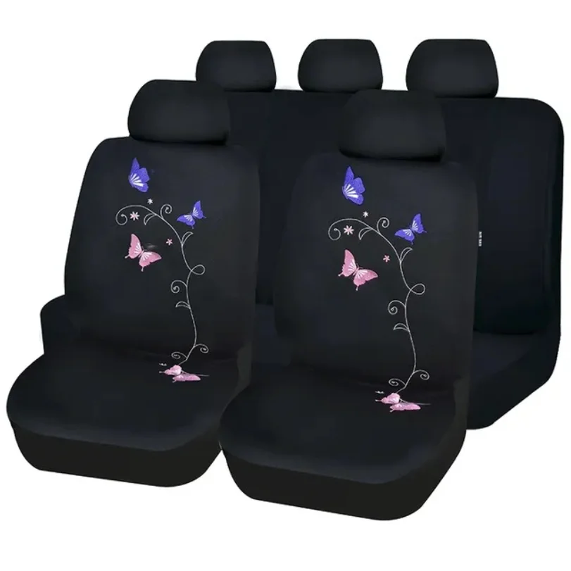 Car Seat Cover With Rose And Butterfly Embroidery Suitable For All Seasons