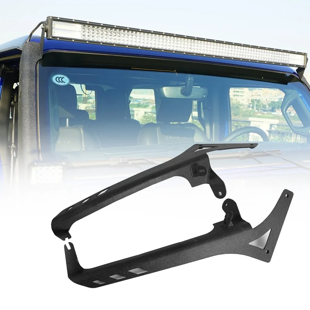 

52 inch LED Straight Light Bars Bracket Upper Windshield Mount Holder With A-Pillar for Jeep Wrangler JL 2018-2022