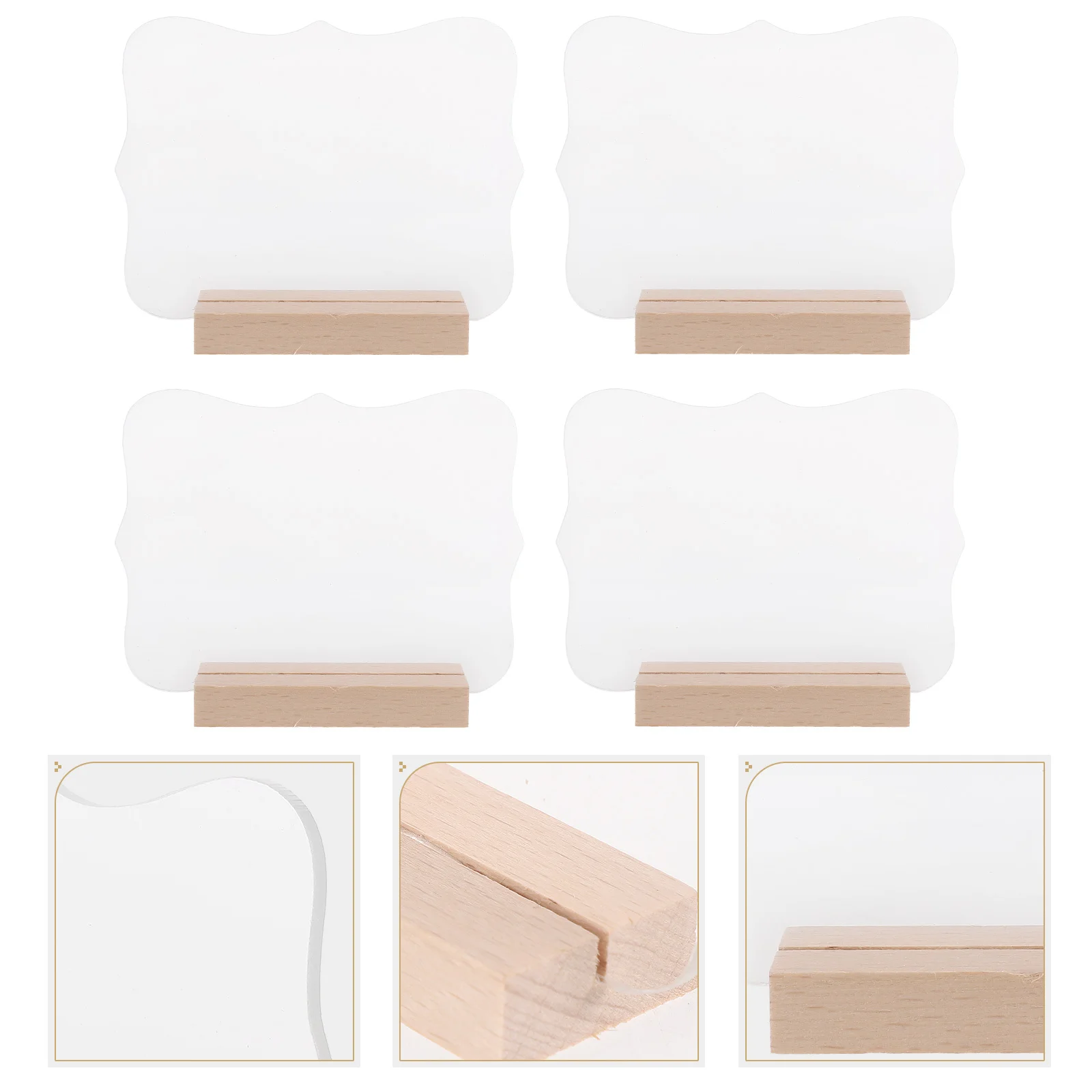 

4pcs Clear Acrylic Sign With Wood Base Blank Table Number Holder For Wedding Reserved Seating Signs Decorative Table Decoration