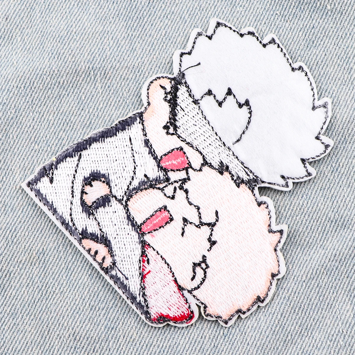 Anime Patches em Roupas, Satoru Gojo, Ferro em Patches Bordados para Vestuário, DIY Stripes Applique Acessório