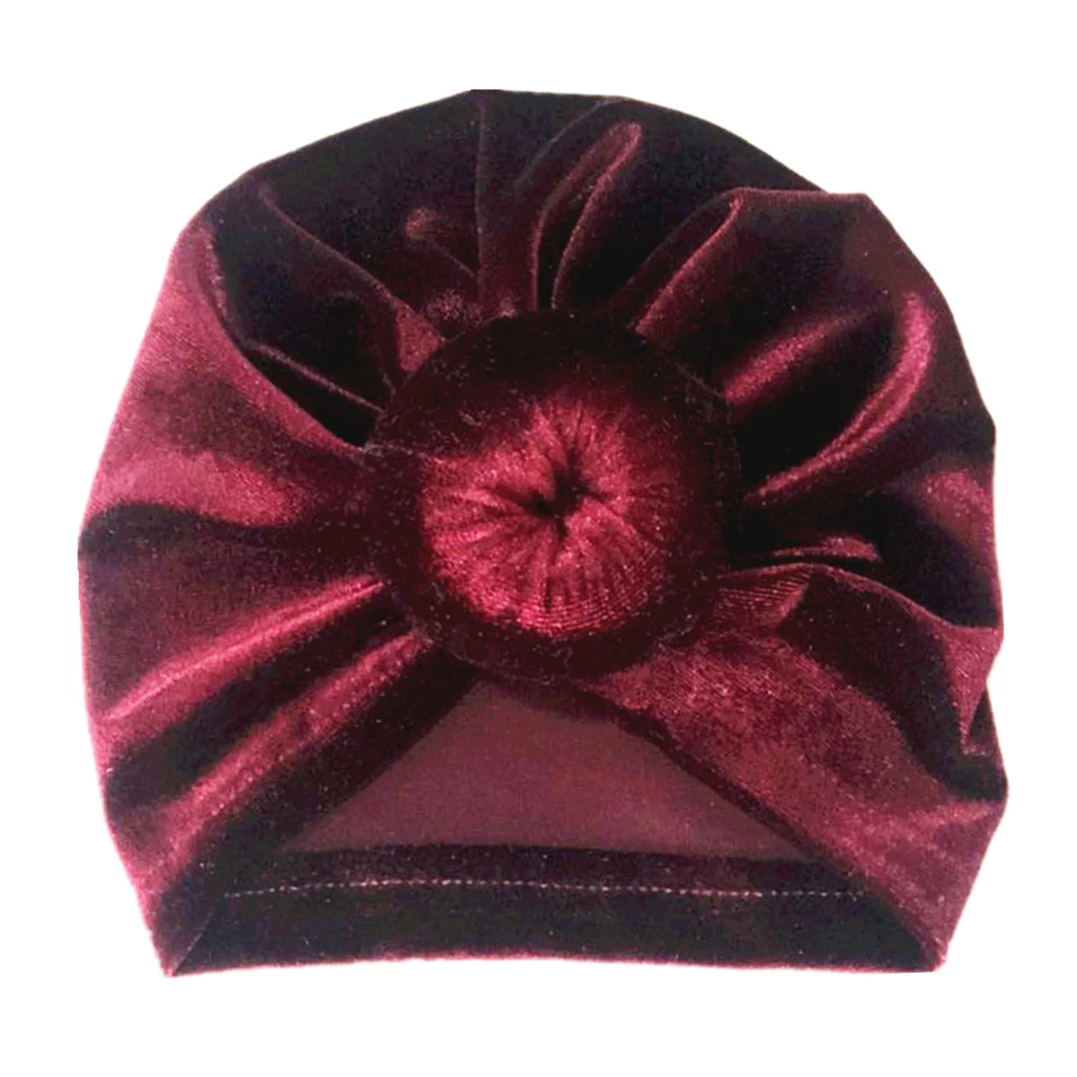 

4pcs Gold Velvet Indian Baby Hats Elegant Velour Beanie for Christmas Newborn Girl Headband Turban Infant Warm Lightweight