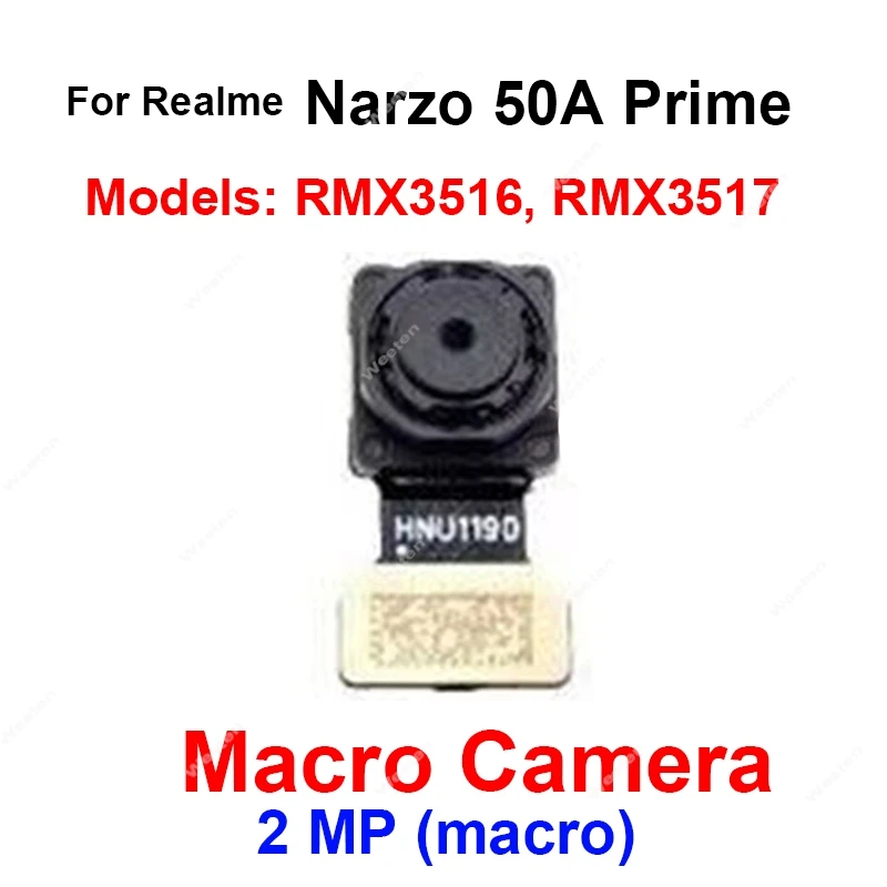 Front Rear Camera For Realme Narzo 50A 50i Prime Rear Front Camera Back Mian Front Selfie Facing Camera Module Flex Cable Repair