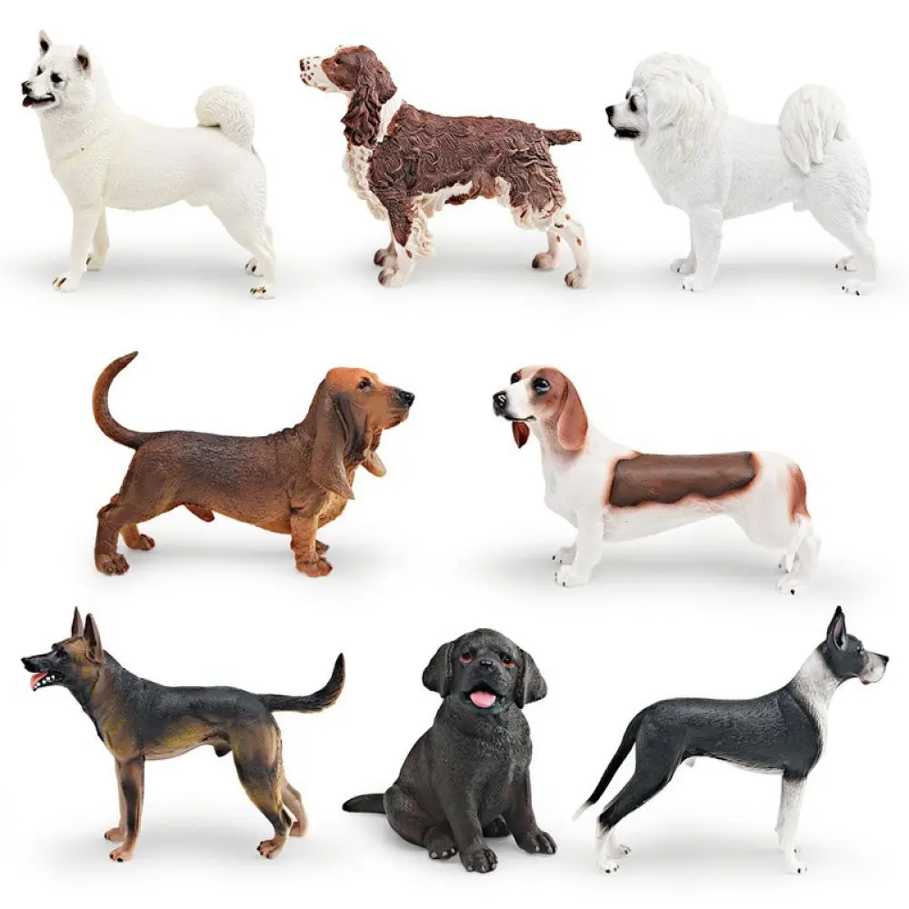 Detailed Miniature Dog Figures PVC Animal Statues Shiba Inu German Shepherd Tibetan Mastiff Great Dane Basset Hound Science Toys