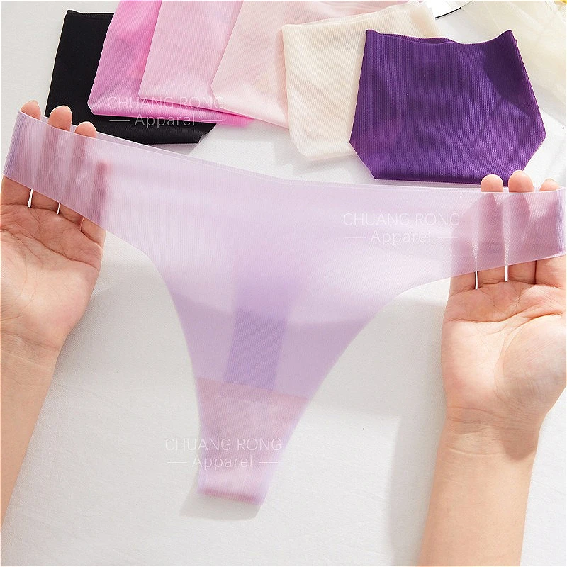 

Ultra-thin Sexy Panties for Women Seamless Transparent Low Waist Underwear T-back Briefs Sporty Lingerie Ice Silk Трусы Женские