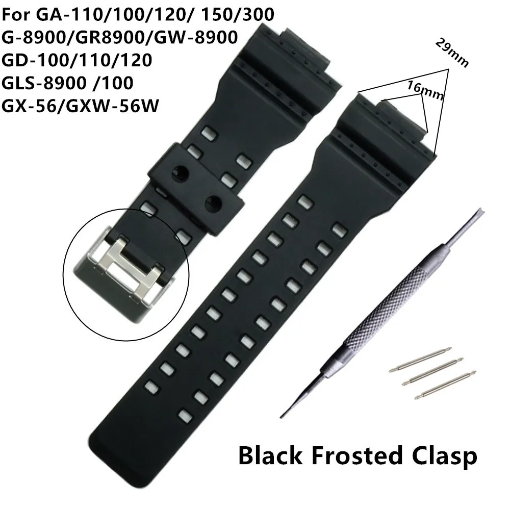 Suitable Brand for Gshock Watch Strap GA100/110/120/GD100/120/GA300/G-8900 Raised 16mm Replacement Watch Straps