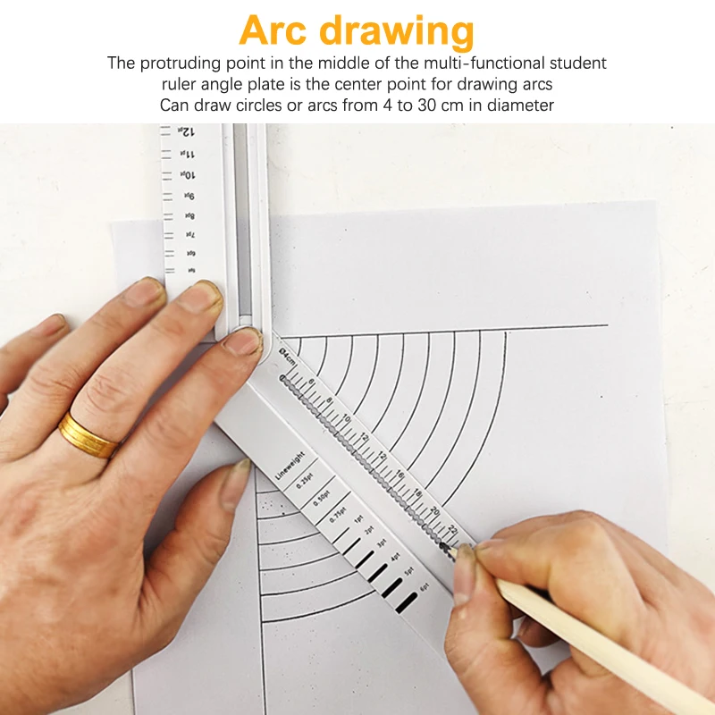 Transparent Rectangle Folding Ruler Protractor Student Stationery Math Drawing Tool School Office Supplies