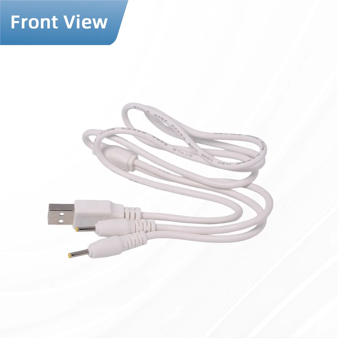 White USB To DC 2.5mm/0.7mm 1 in 2 Out DC Splitter Cable 5 Volt 2A DC Barrel Jack Power Cable USB 2.5x0.7mm 1m