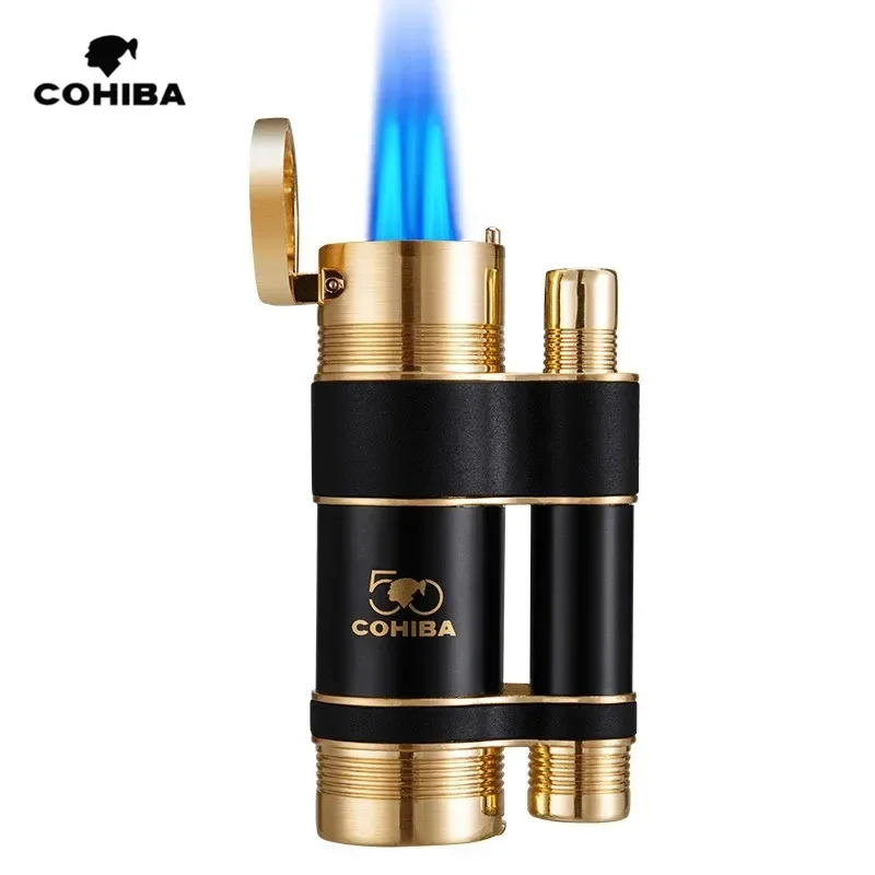 

COHIBA Luxury Cigar Lighter Windproof Inflatable Gas Flint Jet Flame Lighter Griding Wheel Cigarette Lighter Smoking Accessories