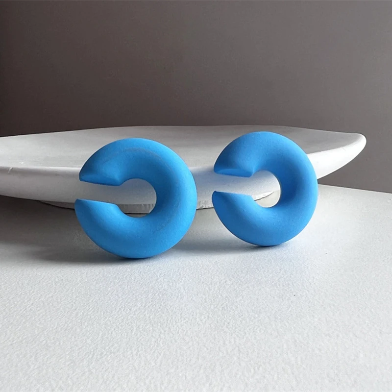 1 Paar Bonbon farbe runde Acryl Ohrclip Ohrringe für Frauen Mode einfache einfarbige Manschette C-förmigen Ohrring weiblichen Schmuck – Detail 17