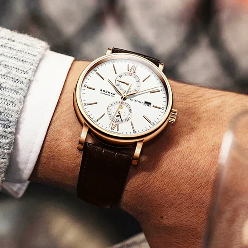2025 BORMAN 41mm Luxury Brand Seagull Automatic Mechanical Men's Watches Sapphire Waterproof Multi-function Dial Clocks BM3903