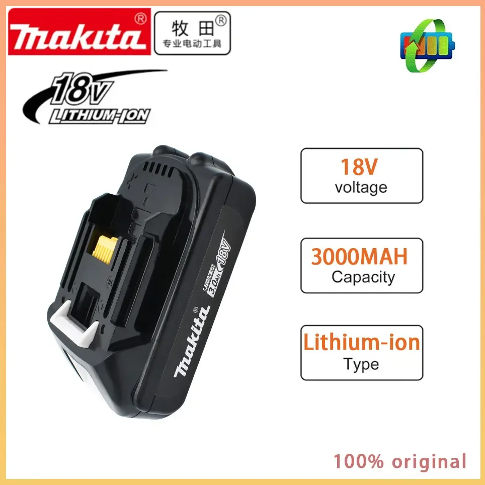 

Makita Rechargeable 18V 3.0Ah Li-Ion Battery For Makita BL1830 BL1815 BL1860 BL1840 194205-3 Replacement Power Tools Battery