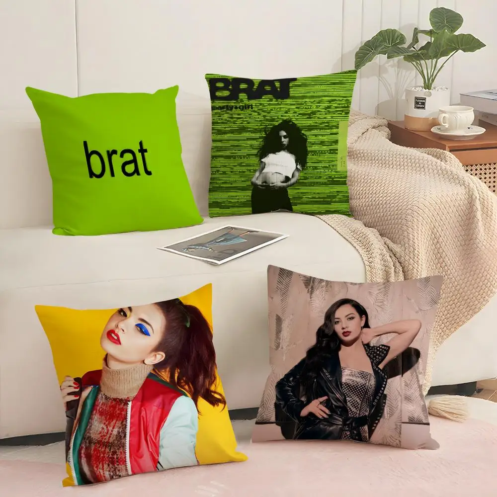 المغني C-Charli X-XCX غطاء الوسادة حريري قصير أفخم مع سحاب غير مرئي الغبار أريكة كيس وسادة للديكور المنزل