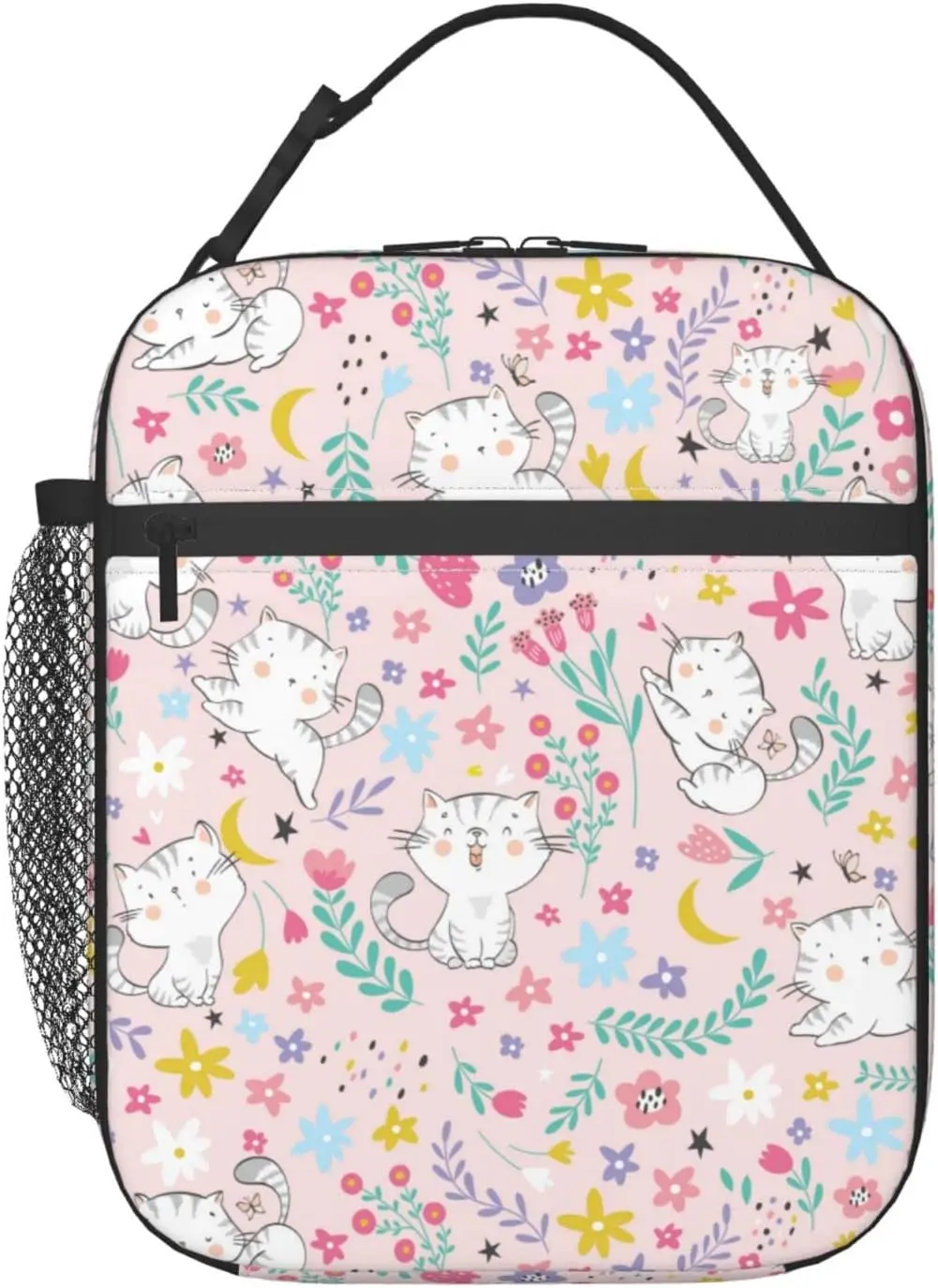 

Flower Cat Lunch Bag Double Insulated Leakproof Lunch Box Tote Bag Cooler Lunch Organizer for Work Picnic Travel Camping