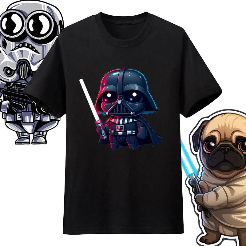 Camiseta de manga corta para niños de la edición conmemorativa de STAR WARS (The Star Wars) con diseño de Darth Vader y el sable de luz de la Fuerza