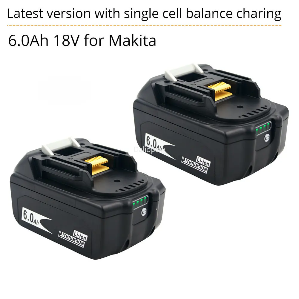 BL1860 18V 6.0Ah Li-ion Power Tool Rechargeable Battery for Makita BL1830 BL1840 BL1850 with NEW Single Cell Balance Protection