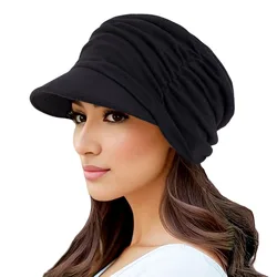 Autumn Winter New Women Warm Cashmere Baseball Cap Duck Tongue Pile Hat Fashion Ear Warmers Multifunction Printed Brim Hood Hat