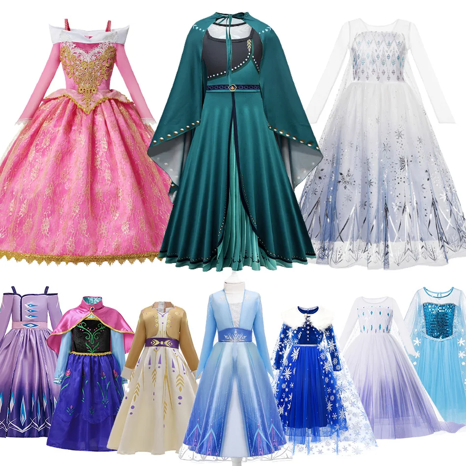 

Halloween Princess Dresses Frozen 2 Girls Cosplay Snow Queen Carnival Clothing Anna Elsa Party Gown Dress Christmas Present