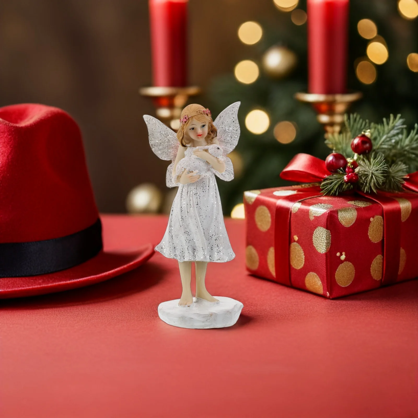 

2Pcs Resin Angel Fairy Statue Whimsical Festive Touch Christmas Decoration Indoor Outdoor Home Garden Fairy Statue