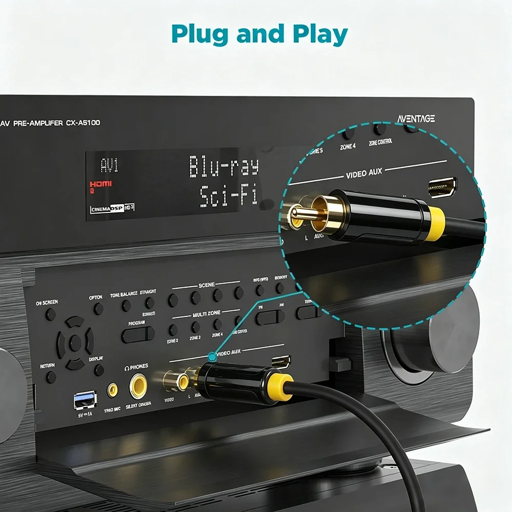 QGeeM RCA to RCA Cable Jack Connector Splitter Audio Cable RCA Stereo Aux Wire for TV CD DVD VCD Radio Sound Amplifier Console