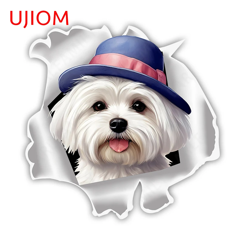 UJIOM 13cm X 12.9cm Cartoon Puppy Dog Tear Wall Sticker Scratch Proof Sunscreen Refrigerator Kids Room Decal Decor Wallpapers