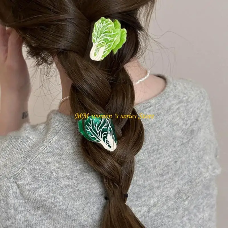 Q39C خلات دبابيس الشعر لطيف الخضار شكل مشبك شعر متعدد الأغراض للفتيات اكسسوارات الحفلات ذيل الحصان الجانب التصميم اليومي