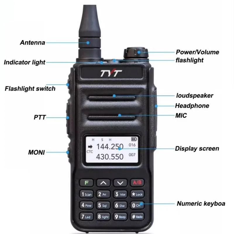 TYT TH-UV88 Walkie Talkie 5W UV Dual Band Portable Two Way Radio THUV88 Long Range Communication Radios Amateur FM Transceiver