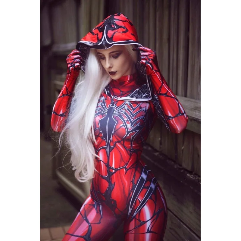 Halloween vermelho gwen stacy spidermcosplay traje adultos crianças carage super-herói zentai terno feminino meninas mulher bodysuit completo