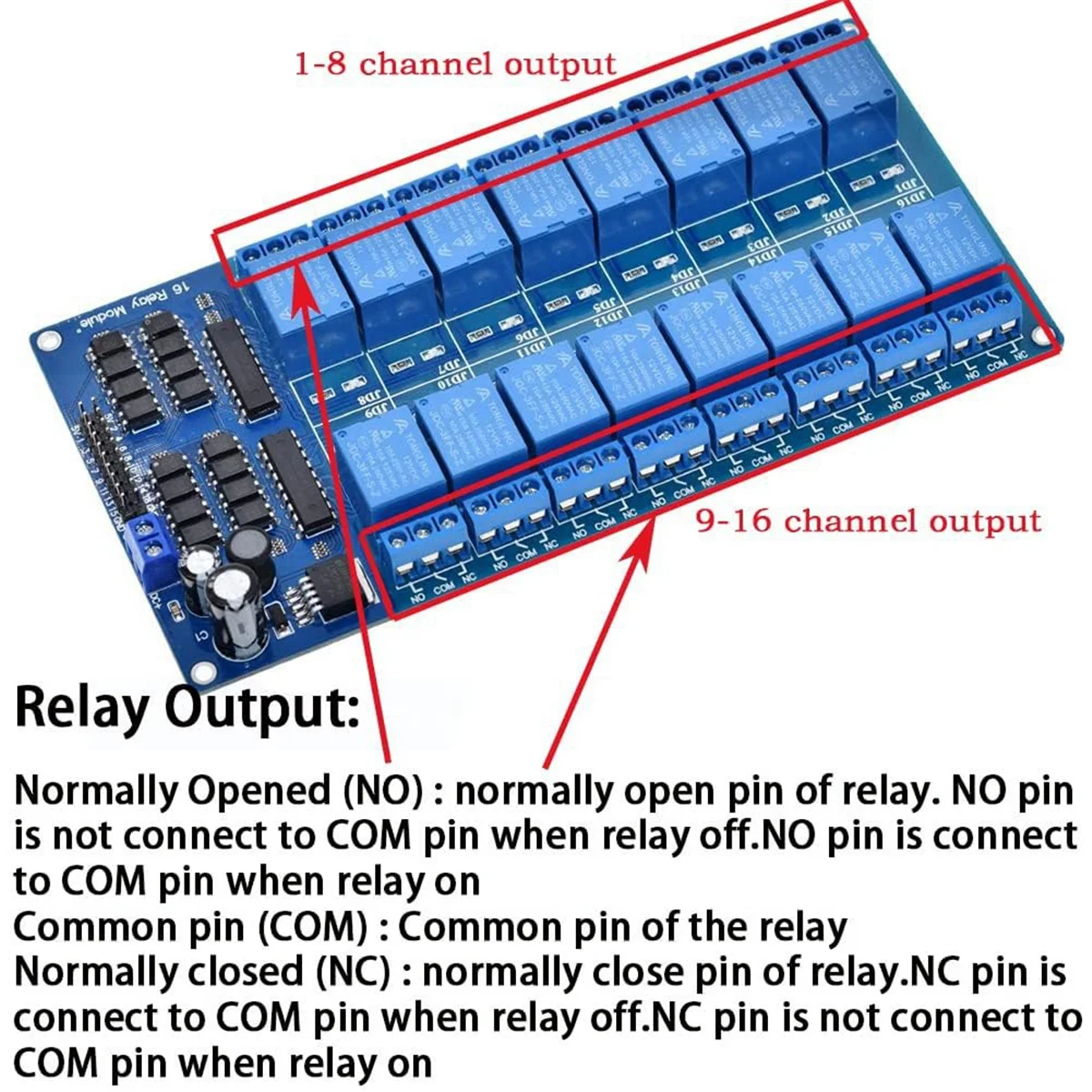 Y06A 16 Channel 12V Relay Module with Optocoupler Low Level Trigger Expansion Board for