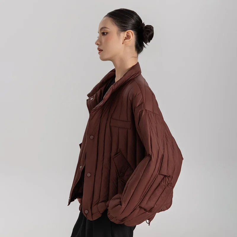 جديد الخريف الشتاء الأبيض بطة أسفل سترة خفيفة الوزن فضفاضة البخاخ أسفل معطف المرأة الوقوف طوق الدافئة سترة قصيرة غير رسمية #4