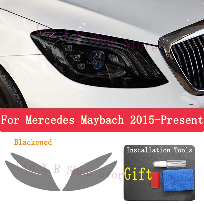

For Mercedes Maybach（2015- 2022 2023）Car Headlight Protection Tint Anti-Scratch Black Protective Film TPU Stickers Accessories
