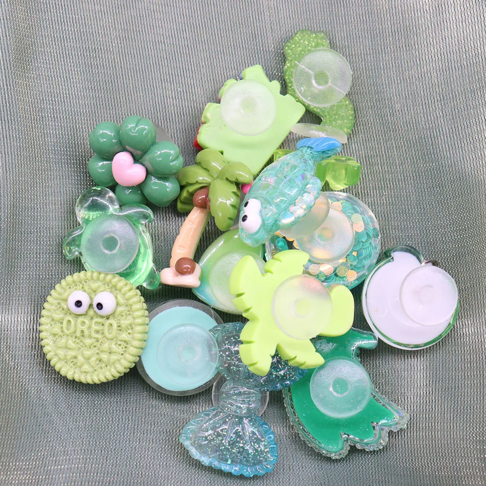 Hot Sale 1-15pcs Resin Shoe Charms Green Coconut Tree Apple Turtle Accessories DIY Shoes Decorations For Kids X-mas Gift