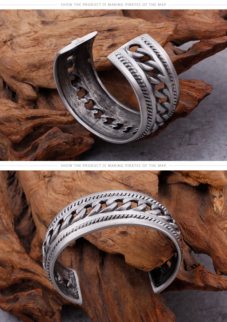 Vintage Cuff Bracelet For Man Stainless Steel Male Bangles Jewelry Charm Party Birthday Gift Waterproof