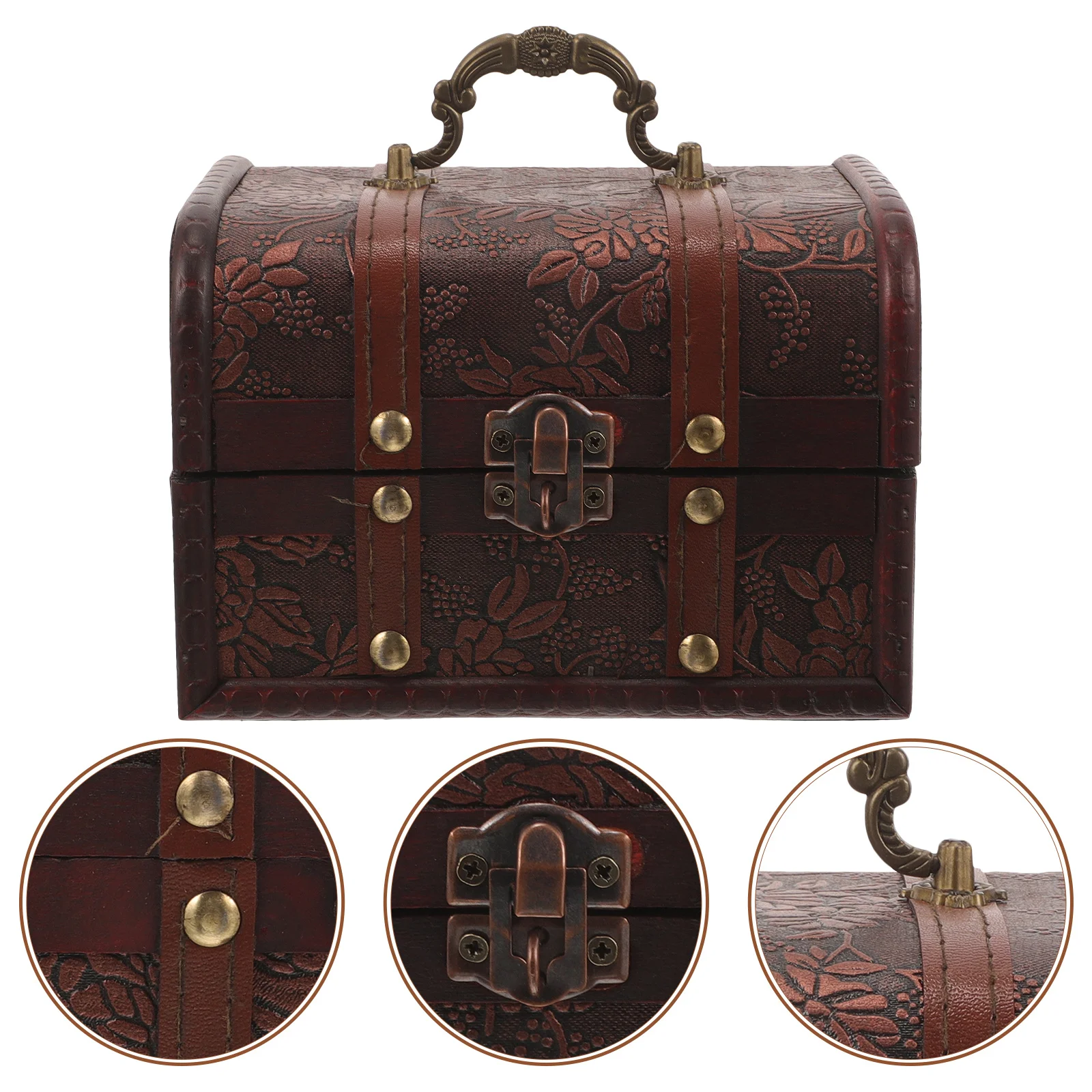 

Jewelry Storage Box Wooden Vintage Design for Small Items Coins Photos Organizer Retro Craft Display Box with Lid