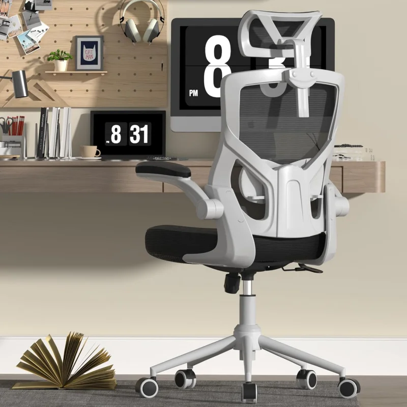Home Office Chair, Ergonomic Comfy Desk Chair, High Back Computer Chair- Adjustable Headrest with Flip-Up Arms, Lumbar Support,