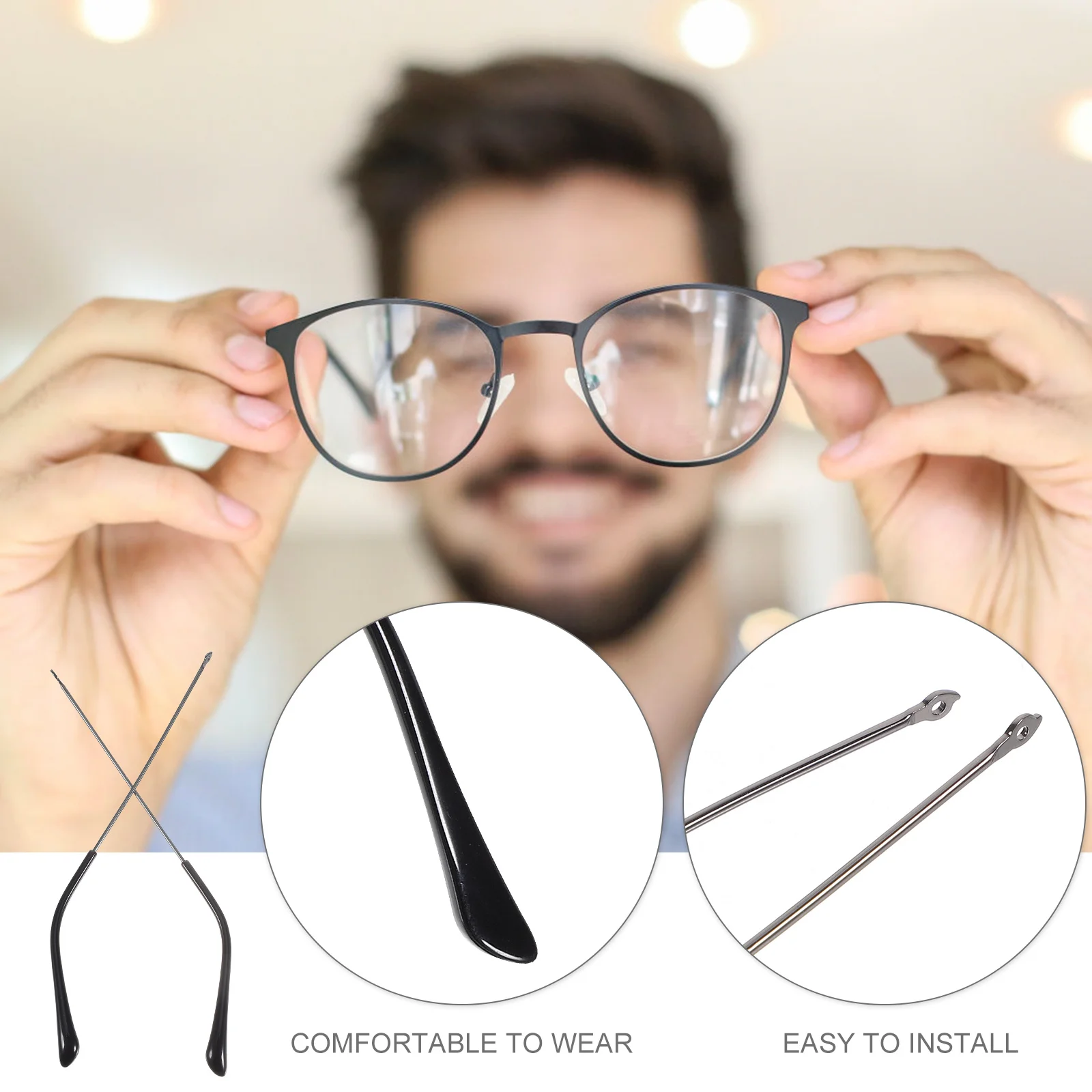 

1Pair Eyeglasses Arm Leg Replacement Metal Glasses Arm Legs Universal Repair Parts for Sunglasses Eyeglasses Glasses Parts