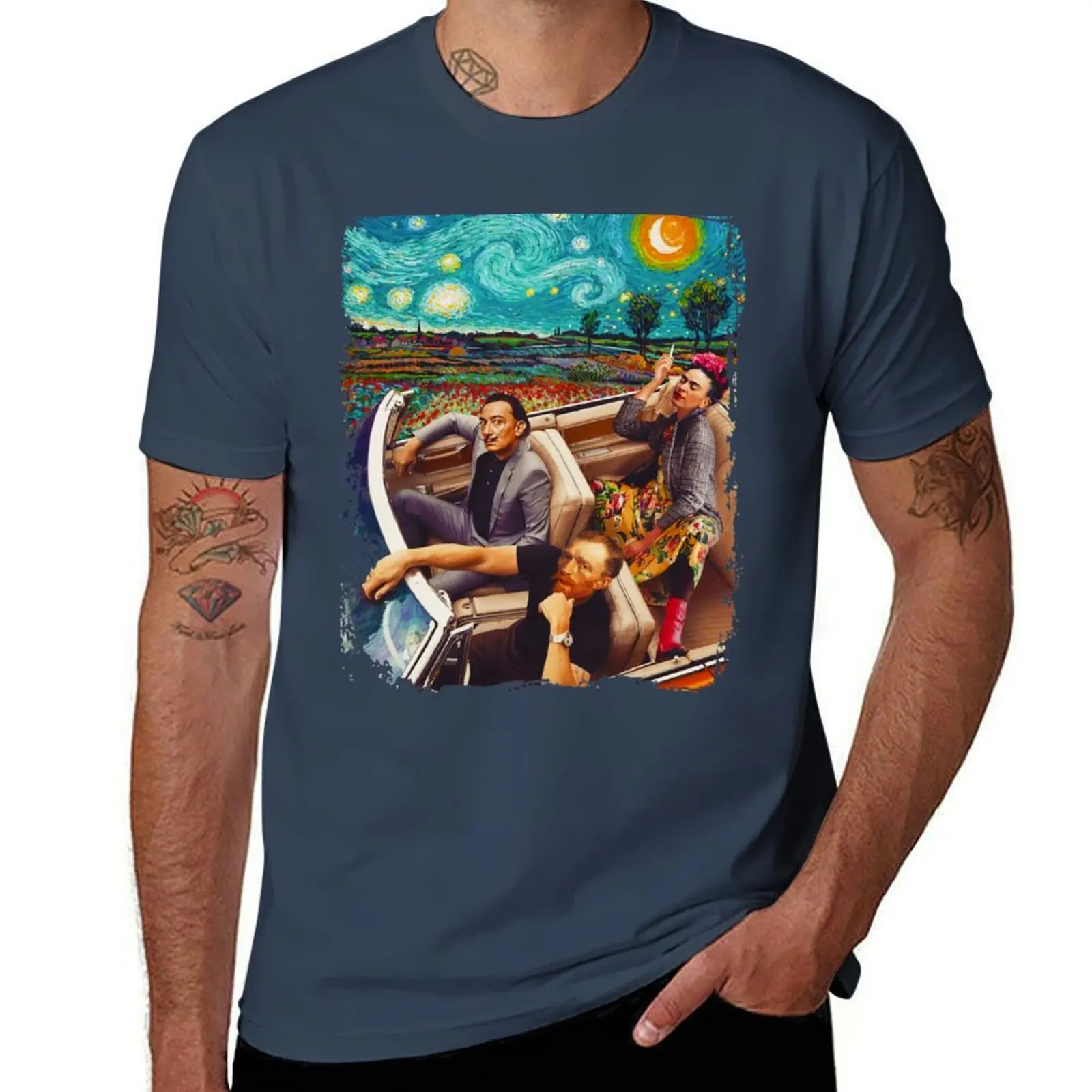 

Vincent-Van-Gogh-Frida-Salvador-Dali-Banksy-car T-Shirt T-Shirt anime t shirts oversize man t shirts cotton T-Shirt