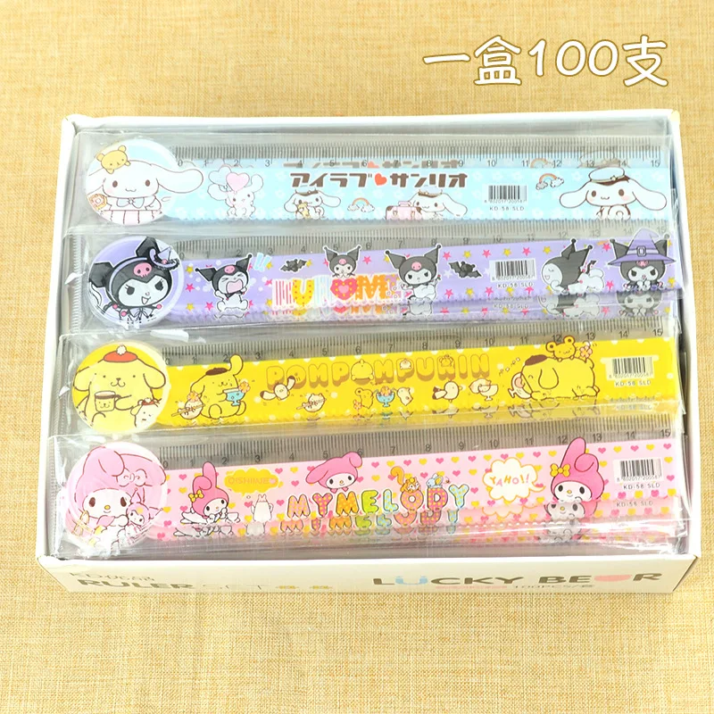 Sanrios Anime Kawaii Toy Cinnamoroll My Melody Pompom Purins Kuromi Ruler Stationery Ruler Birthday Gift Christmas Gifts