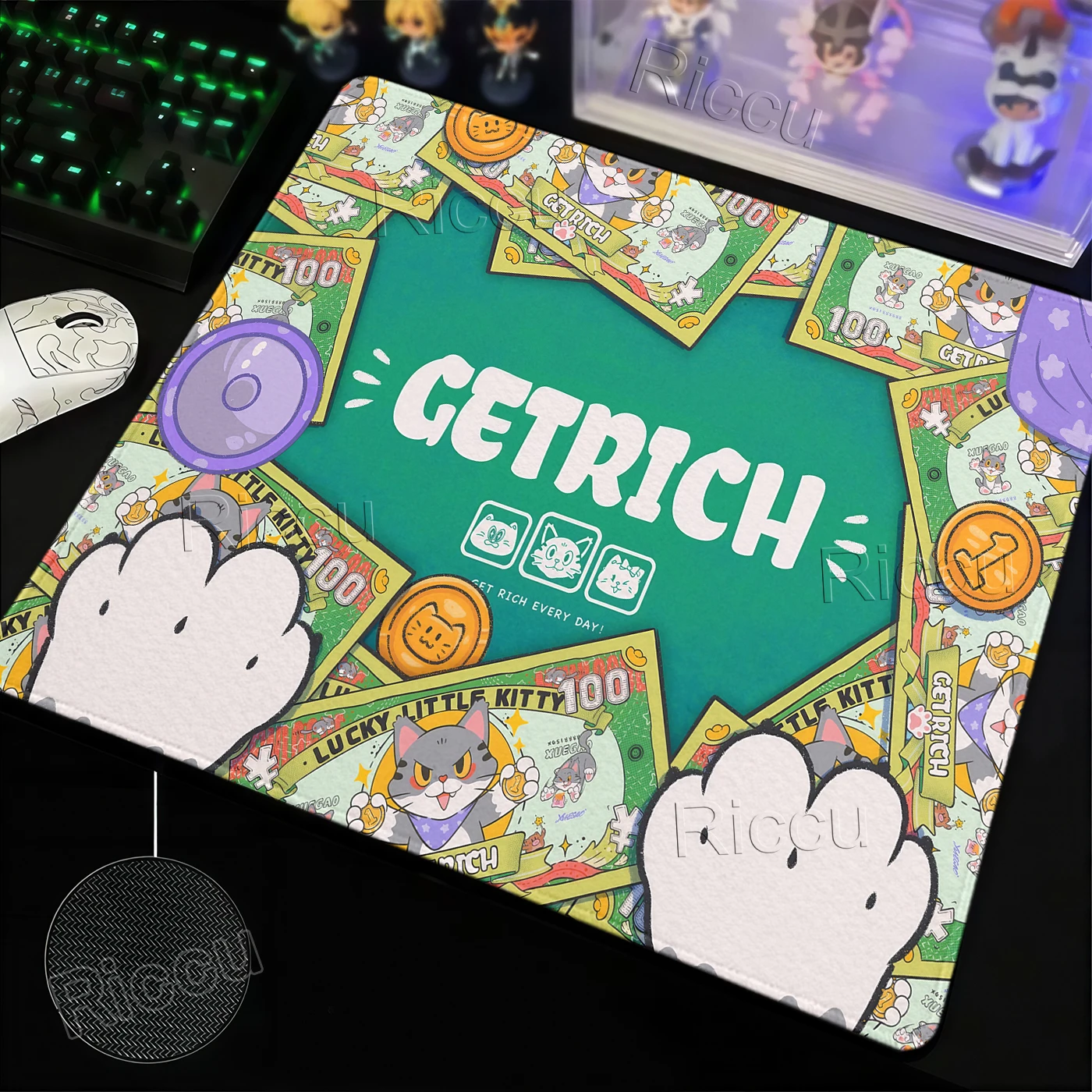 Small Size Anime Kawaii Cat Mouse Pads Colorful Pattern Cartoon Anti-slip Deskmats Computer Keyboard Pads Office Aesthetics Mats