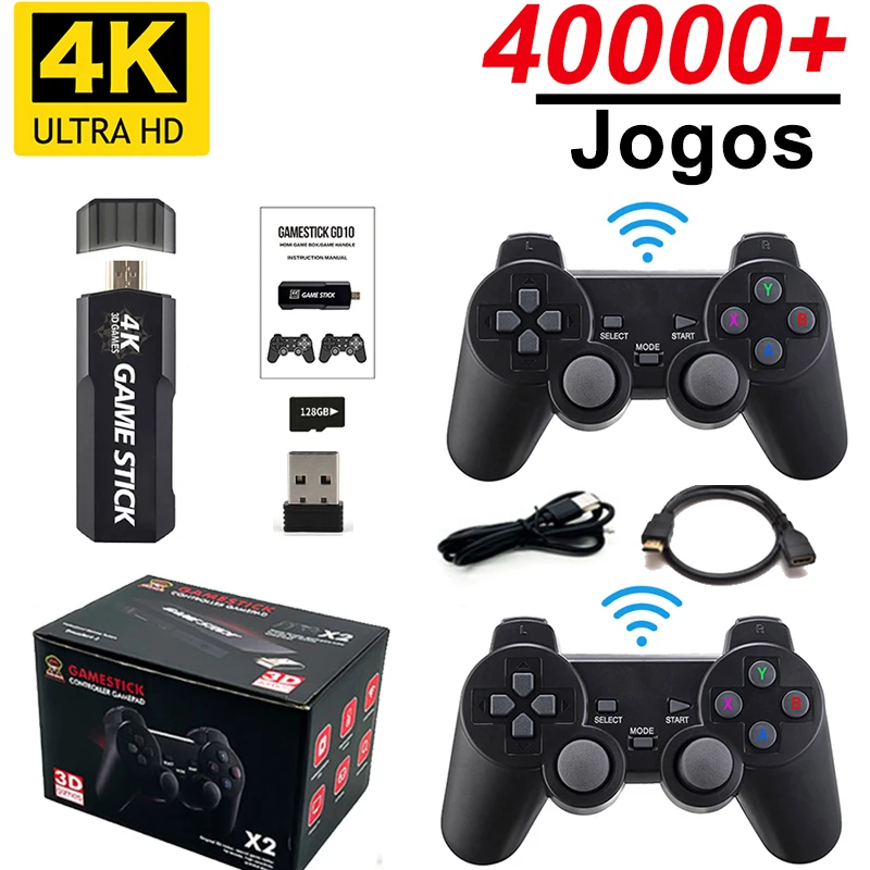 

New 4K Game Stick GD10 128G 40000 Games Retro Game Console HD Video Game Console Wireless Controller For PSP PS1 GBA Gift