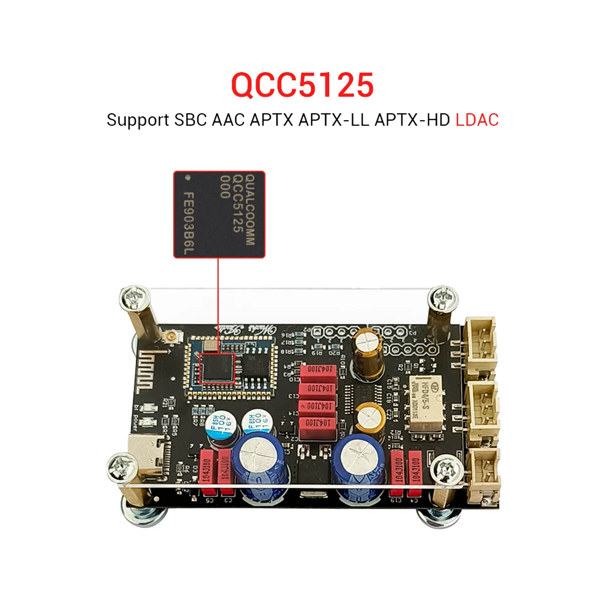 - Qualcomm QCC5125 Bluetooth 5.1 Lossless Decoding Board LDAC Audio Decoder Board