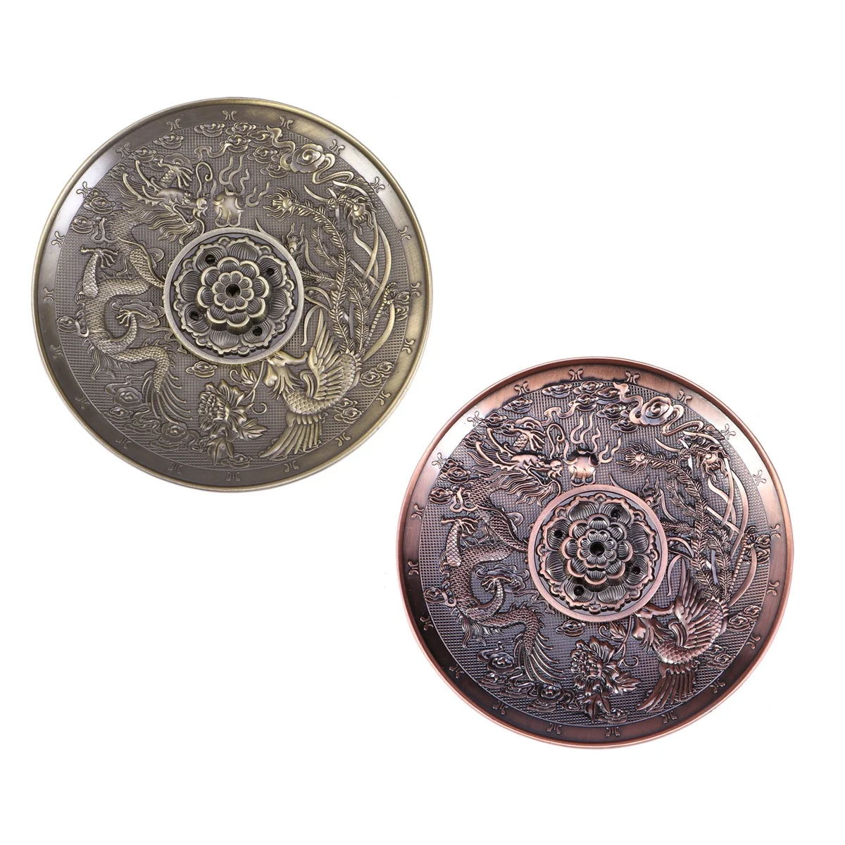 

Fragrant Incense Burner Round Aromatherapy Zinc Alloy Base For Home Office Meditation Room Decorative Aroma Furnace Copper