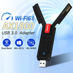 Fenvi WiFi 6 USB 3.0 Adapter AX1800 Dual Band 2.4G/5GHz Wifi6 USB Dongle Receiver Wireless Network Card MU-MIMO For PC Laptop