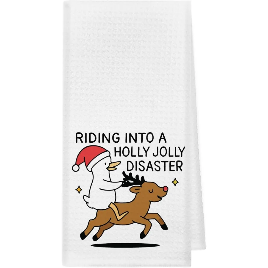 

Рождественские кухонные полотенца Goose Gts Dish Чайные полотенца Fy Santa Gese and Reindeer Декоративное полотенце для рук для ванной комнаты Рождество
